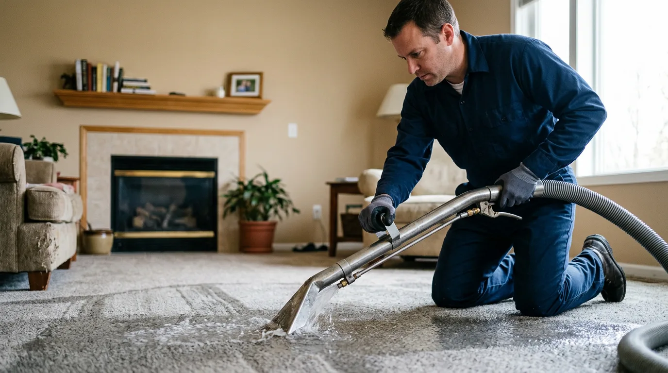 Water damage restoration technician working near Kennard, IN